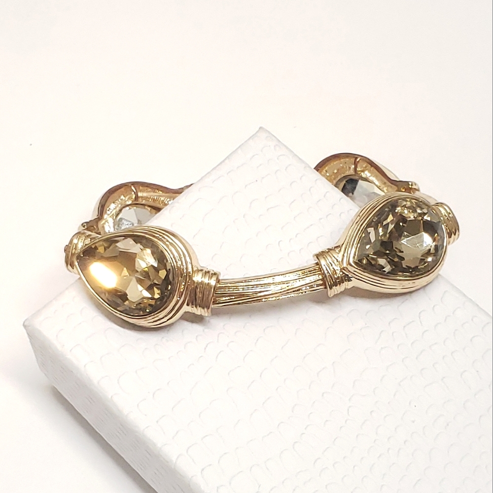 Stunning Gold Glass Crystal Statement Bracelet Stretch Bracelet